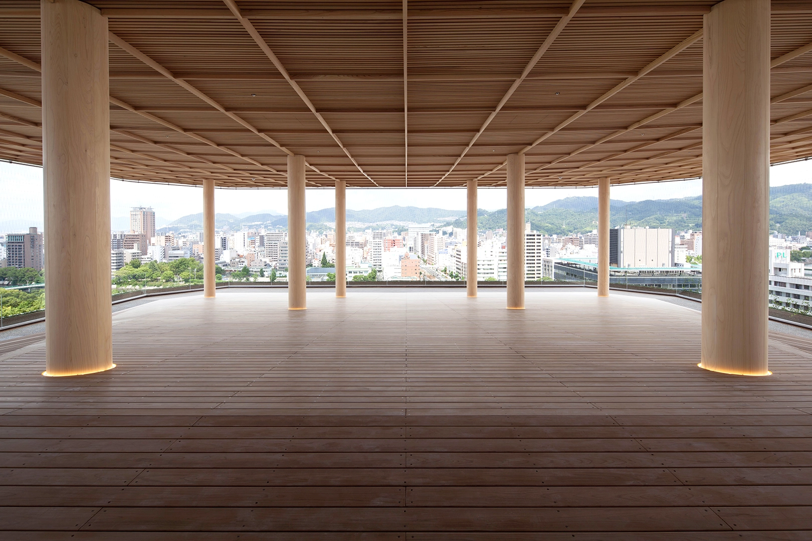 Viewing space on a wooden deck where the wind passes through