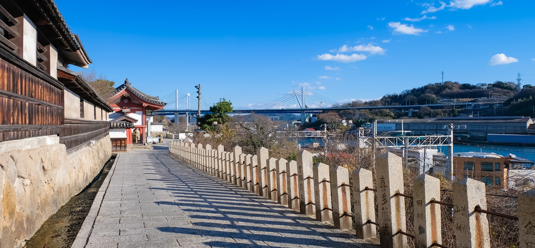 The cityscape of Onomichi, a port town.