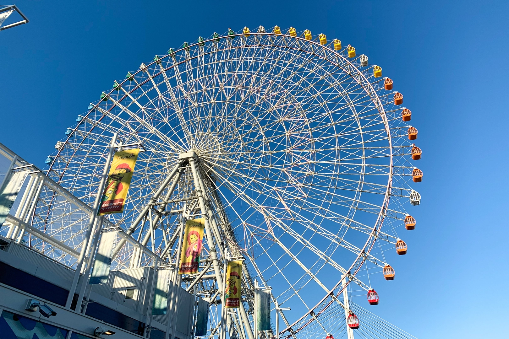 Giant Ferris wheel standing out in the sky