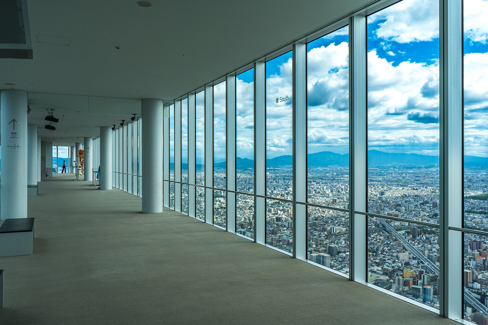 Walking in the air in a glass-enclosed space