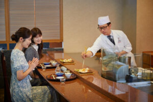 Tempura served at the counter.