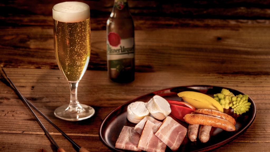 aperitif set with a beer