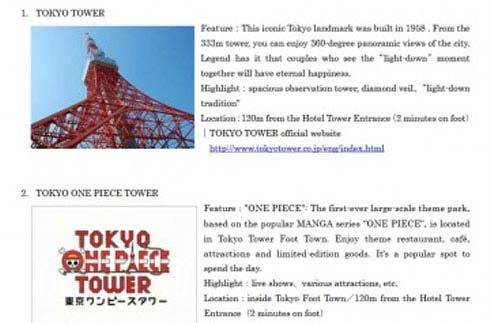 Area tourist information